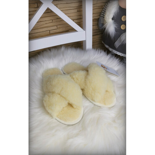 Ovčie prírodné papučky 100% MERINO [Kríž]