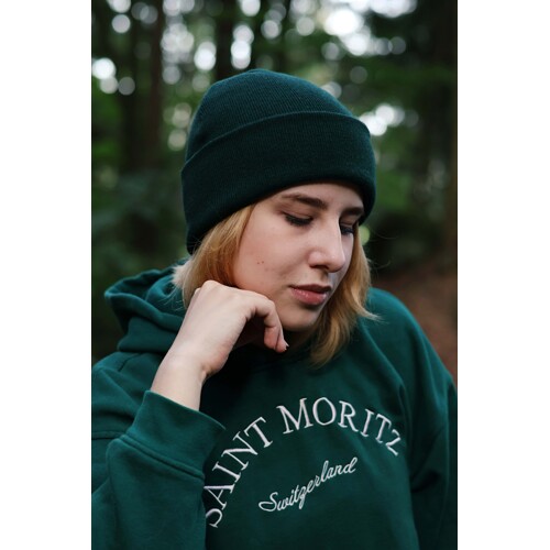 100% Merino vlnená zimná čiapka - Lesná zelená