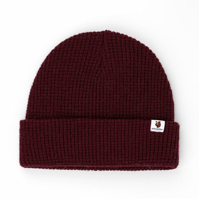 100% Merino vlnená čiapka WILD Waffle (Bordová)