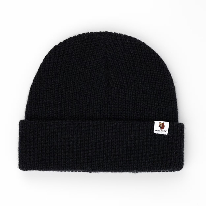 100% Merino vlnená čiapka WILD Rib knit (Čierna)