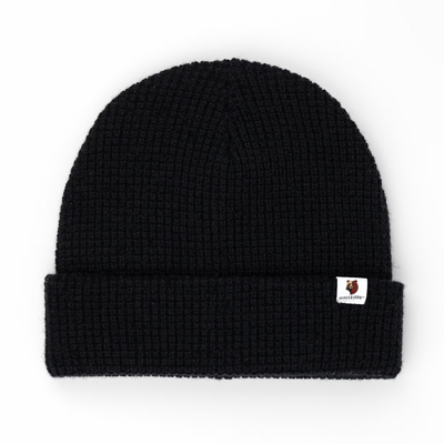 100% Merino vlnená čiapka WILD Waffle (Čierna)