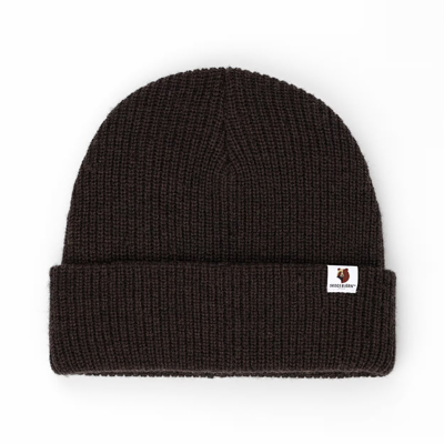 100% Merino vlnená čiapka WILD Rib knit (Hnedá)