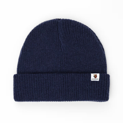 100% Merino vlnená čiapka WILD Rib knit (Tmavomodrá)